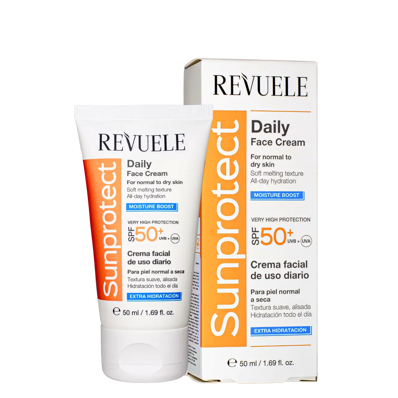 синій Щоденний крем для обличчя REVUELE Sunprotect SPF 50+ Зволожуючий 50 мл - Зображення 1