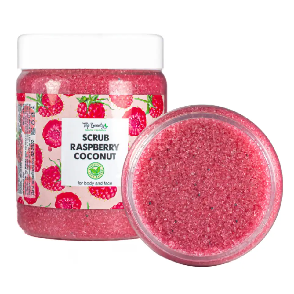 4347636874_skrab-dlya-tila Скраб для тіла Малина-Кокос Top Beauty Scrub Raspberry Coconut 250 мл - Зображення 1
