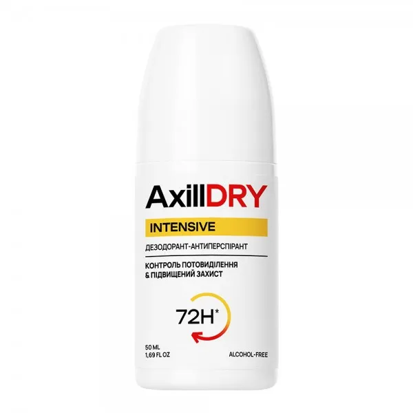 72 Кульковий дезодорант-антиперспірант AxillDRY Intensive до 72 годин 50 мл - Зображення 1
