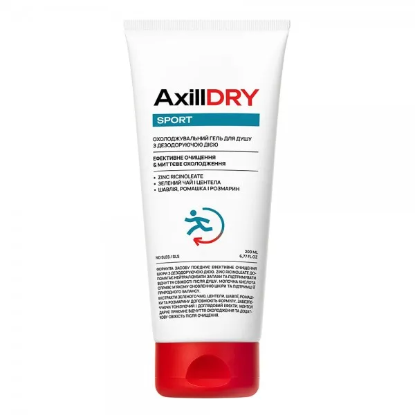 холод Охолоджуючий гель для душу з дезодоруючою дією AxillDRY Sport 200 мл - Зображення 1